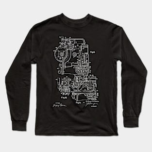 Zigzag Mechanism for Sewing Machine Vintage Patent Hand Drawing Long Sleeve T-Shirt